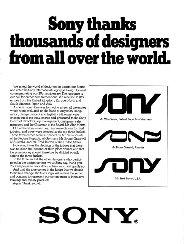 Sony’ning bugungi kundagi mashhur logotipi 1981-yilda boshqasiga almashtirilishi mumkin edi