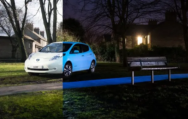 Qorong‘ida o‘zidan yog‘du taratuvchi Nissan Leaf avtomobili taqdim etildi