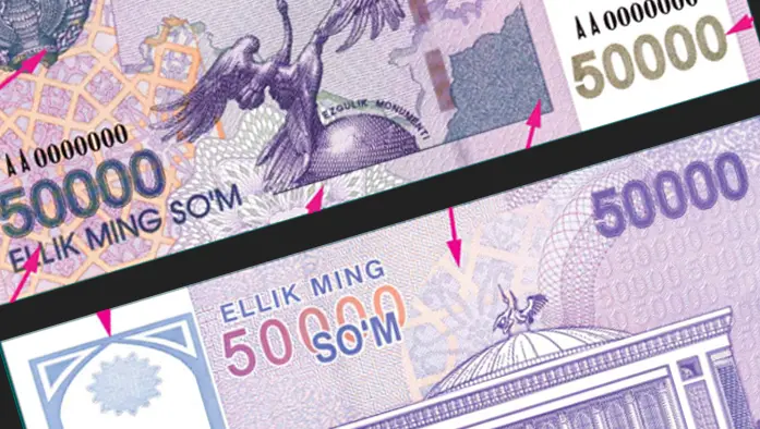 50 000 so‘mlik yangi kupyura ko‘rinishi — bitta rasmda