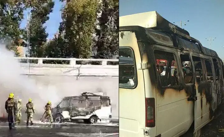 Toshkentning Sebzor ko‘chasida mikroavtobus yondi (foto)