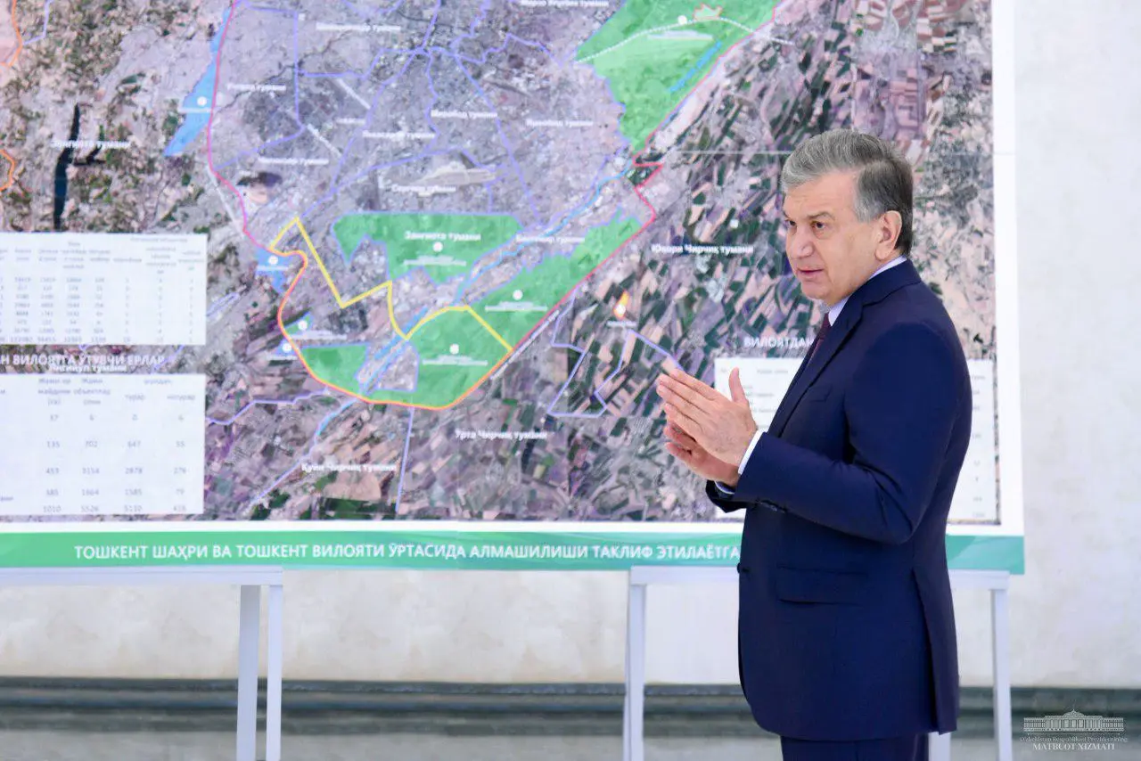 Toshkent shahri va Toshkent viloyati tumanlari hududlari o‘zgartiriladi