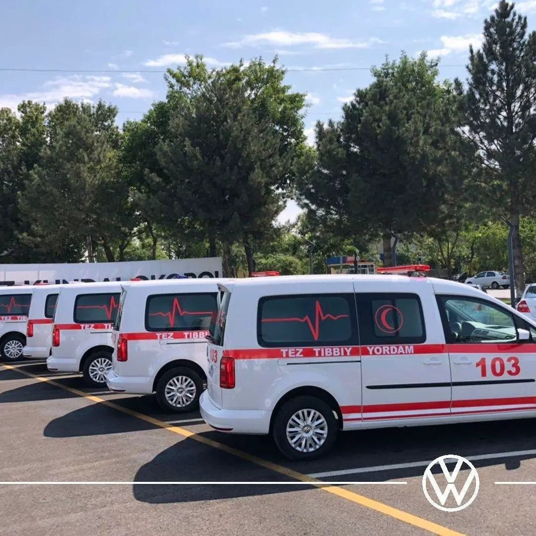 Volkswagen Caddy tez tibbiy yordam mashinalari Samarqandga yetkazib berildi (foto)