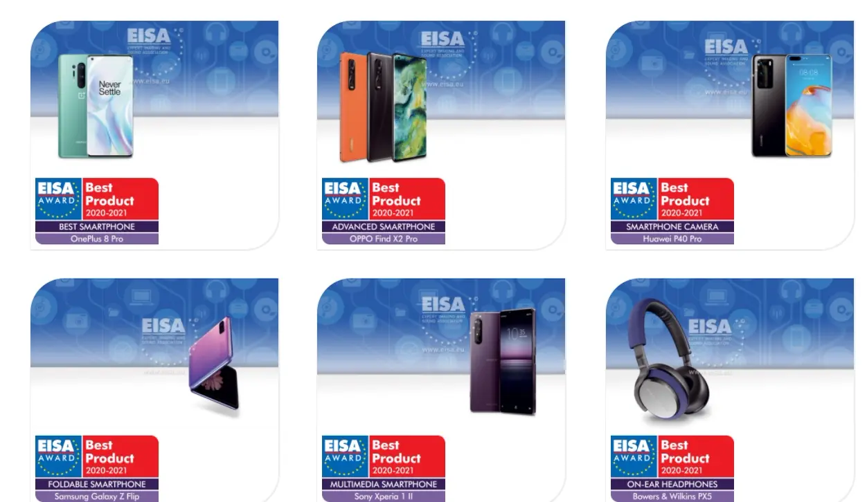 Eng yaxshi smartfon — OnePlus 8 Pro, eng yaxshi kamerafon — Huawei P40 Pro. EISA mukofoti g‘oliblari nomi ma’lum bo‘ldi