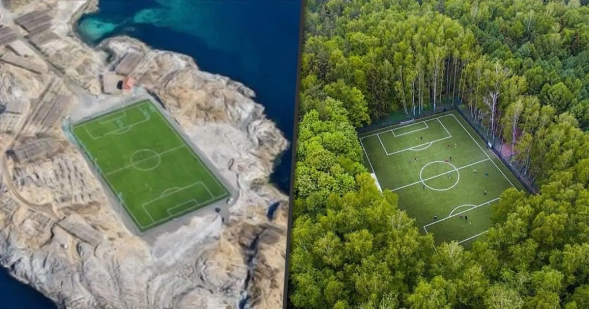 Biri uy tomining, biri esa suvning ustida. Noodatiy joylarda barpo etilgan stadionlar (foto)