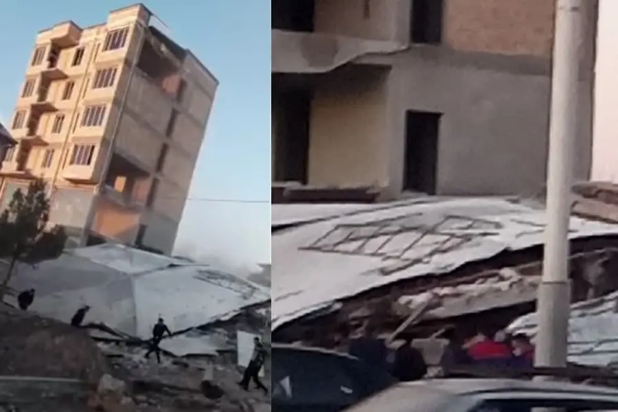 Jizzaxda yangi qurilayotgan ko‘p qavatli uyning bir qismi qulab tushdi