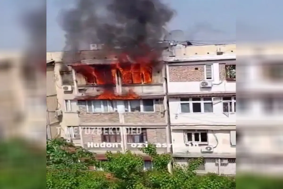 Yunusobodda qizdirilgan yog‘ sabab 4-qavatdagi uy yonib ketdi (video)