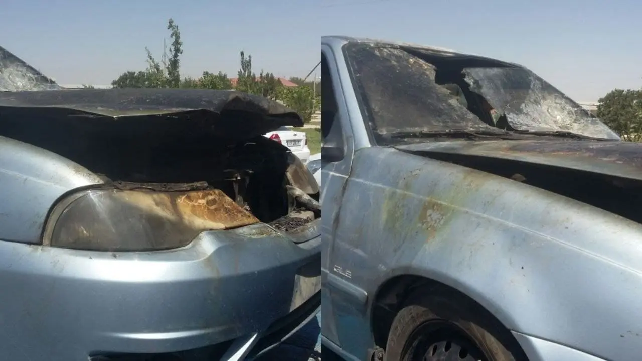 Qarshi shahrida harakatlanib ketayotgan avtomobil yonib ketdi