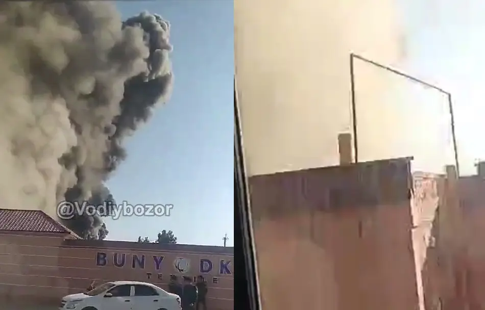 Qashqadaryodagi korxonalardan birining omborxonasida yong‘in chiqdi (video)