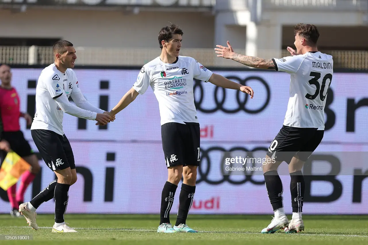 Eldor Shomurodov scores his debut goal for Spezia in all square match