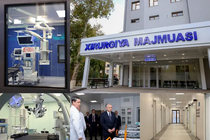Шавкат Мирзиёев ташриф буюрган Республика шошилинч тиббий ёрдам илмий марказидаги янги юқори технологик хирургия биносидан фоторепортаж