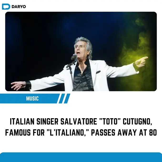 Italian singer Salvatore "Toto" Cutugno, famous for "L'Italiano," passes away at 80