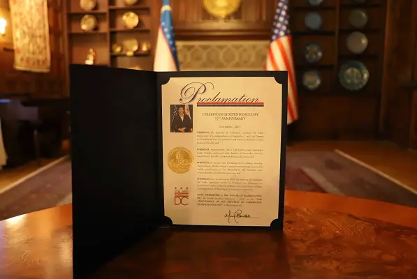 Washington Mayor declares September 1 Uzbekistan Independence Day in U.S. capital