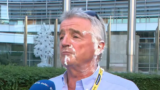 Unexpected cake ambush: Ryanair CEO Michael O'Leary finds himself in a sweet surprise