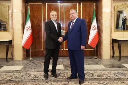 Tajikistan President Emomali Rahmon meets Iranian President Masoud Pezeshkian in Tehran