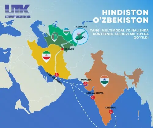 New multimodal route connects India and Uzbekistan for container transportation 