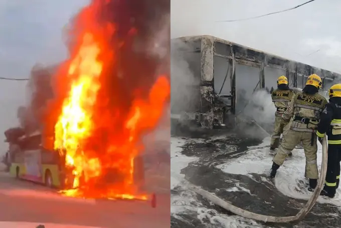 Toshkentda avtobus yonib ketdi