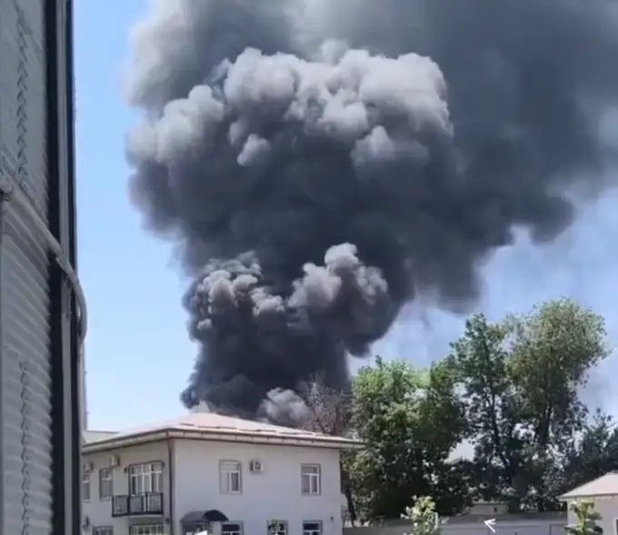 В Сергелийском районе Ташкента произошел крупный пожар (видео)