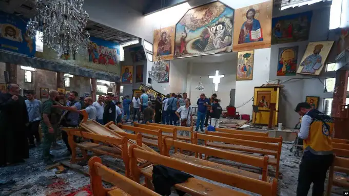 Suriyadagi cherkovda xudkush terrorchi o‘zini portlatdi (video, foto) 