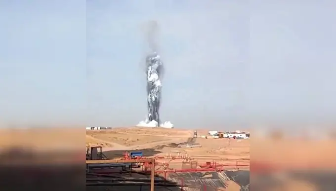 Бойсундаги газ конидан яна газ чиқаётгани акс этган видео тарқалди