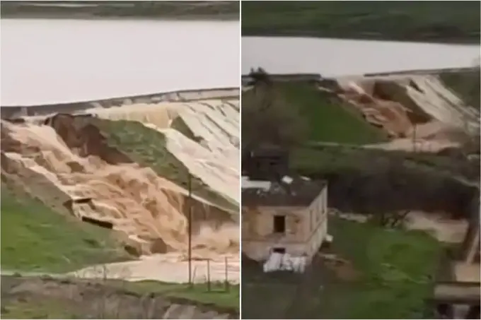 Dog‘istonda Gejux suv ombori to‘g‘oni yorildi, ko‘prik qulab tushdi (video)