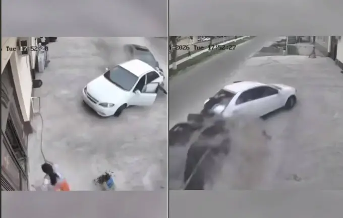 Samarqandda mast haydovchi yuqori tezlikda harakatlanib, toʻxtab turgan avtomobilni “uchirib” ketdi
