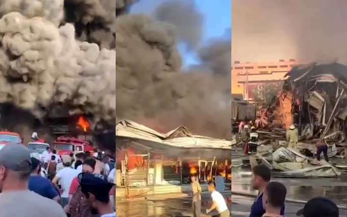 Navoiyda savdo do‘konlari va omborxonada yong‘in chiqdi
