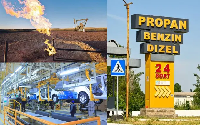 Oʻzbekistonda gaz qazish kamayib, avtomobil va benzin ishlab chiqarish koʻpaydi