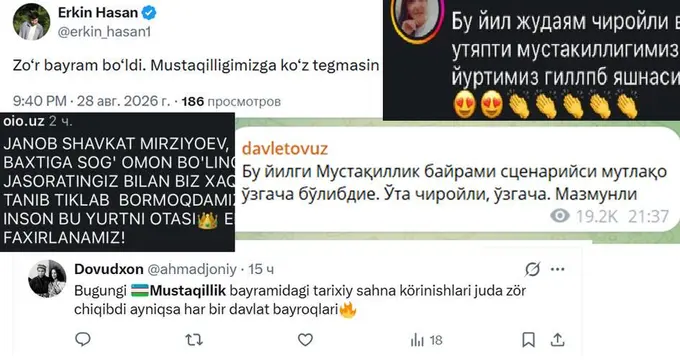 “Бу йилгиси мутлақо ўзгача”. Мустақиллик байрами тармоқларда эътирофларга сабаб бўлди